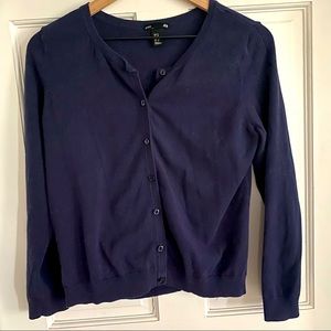 H&M Basic Navy Button Up Cardigan | Size M
